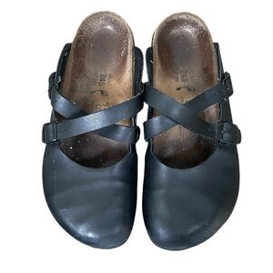 Birkenstock Black Leather Mule Sandals